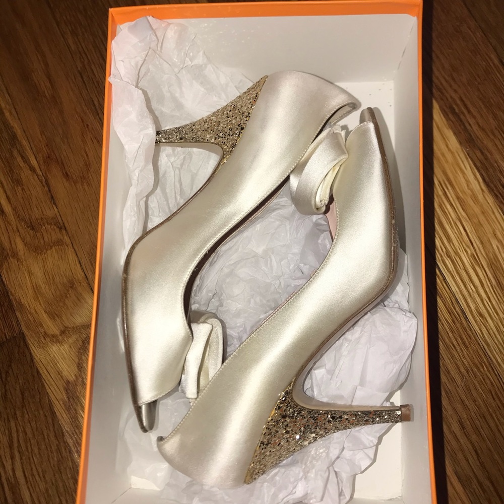 Kate Spade white satin Clarice heel